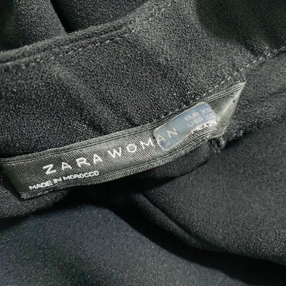 Zara Woman Black Keyhole Long-Sleeve Blouse High Neck Cuffed Sleeves & Curved XS - Picture 3 of 10